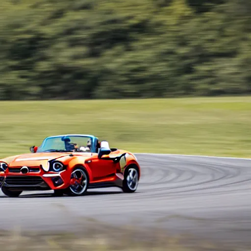 Prompt: a 2 0 1 7 abarth 1 2 4 spider driving on a race track