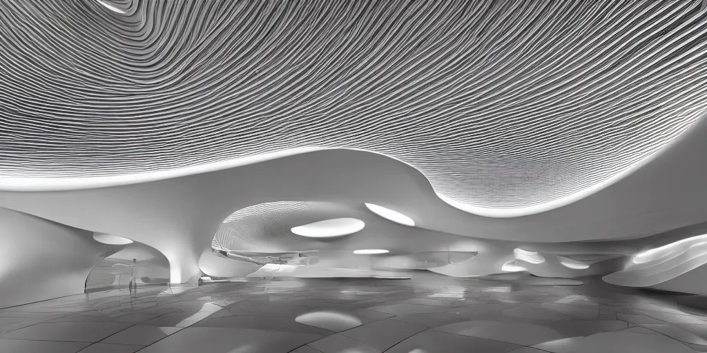 Image similar to extremely detailed stunning beautiful futuristic smooth curvilinear museum lobby interior, smooth clean texture, hyper real, 8k, 3D cinematic volume light