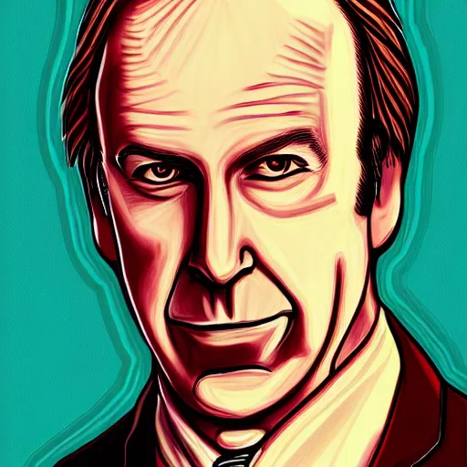 Image similar to a detailed portrait of bob odenkirk as saul goodman by tjalf spaarnay