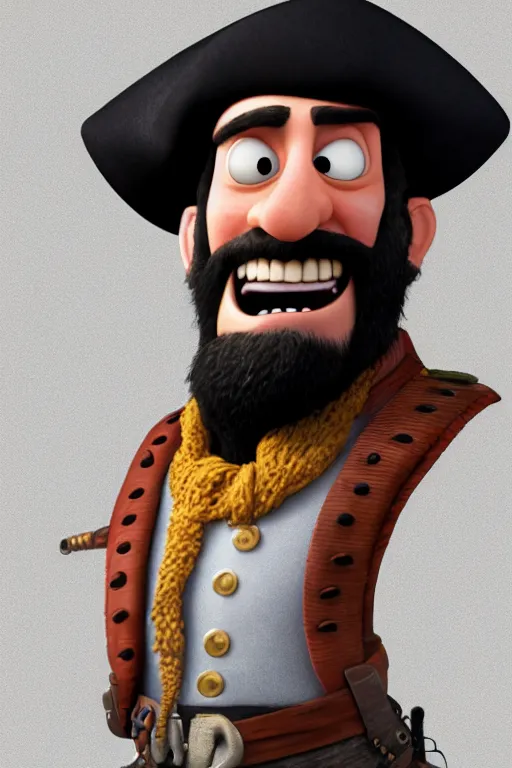 Prompt: portrait of blackbeard pirate. pixar disney 4 k 3 d render funny animation movie oscar winning trending on artstation and behance. ratatouille style.