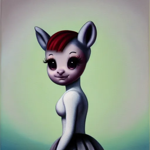 Image similar to ariana grande as a pony, lowbrow painting by mark ryden