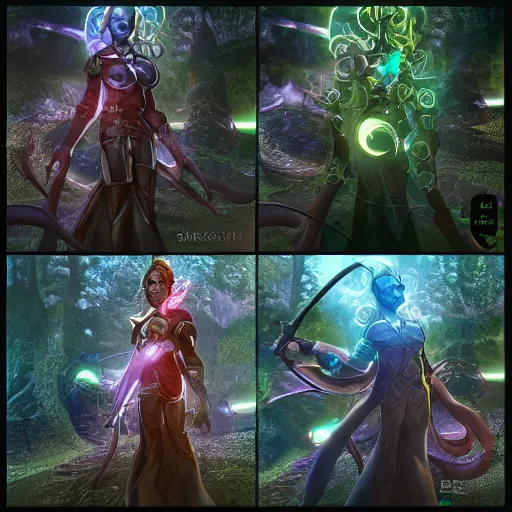 Image similar to female earth mage, high quality character design, action pose : : spotlight, biopunk, forestpunk, high detail, 1 6 k, oled, shadows, reflections, digital art