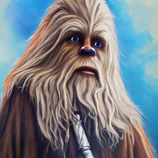 Prompt: gandalf as chewbacca, painting