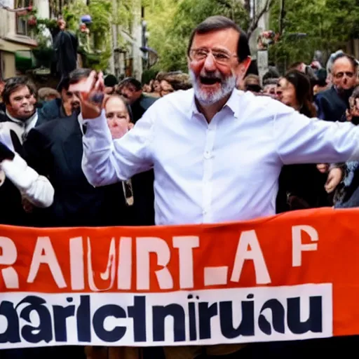 Prompt: mariano rajoy leading a demonstration on patriarchy