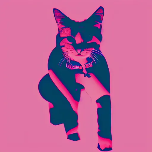 Image similar to vector cat silhouette, portrait, vaporwave, synthwave, neon, vector graphics, cinematic, volumetric lighting, f 8 aperture, cinematic eastman 5 3 8 4 film