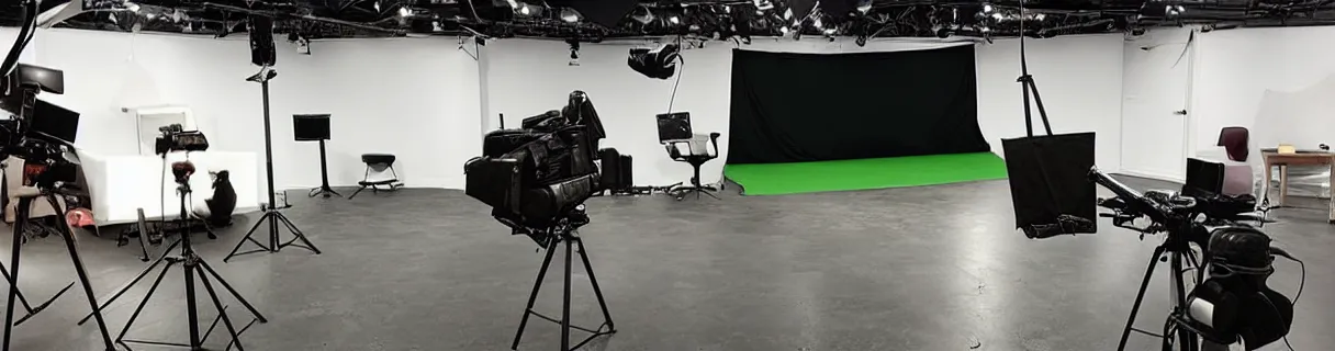 Image similar to photo of a movie set with a green screen, studio, movie set, realistic, studio lighting