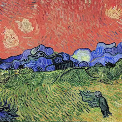 Prompt: a huge garbage hill, art by van gogh,