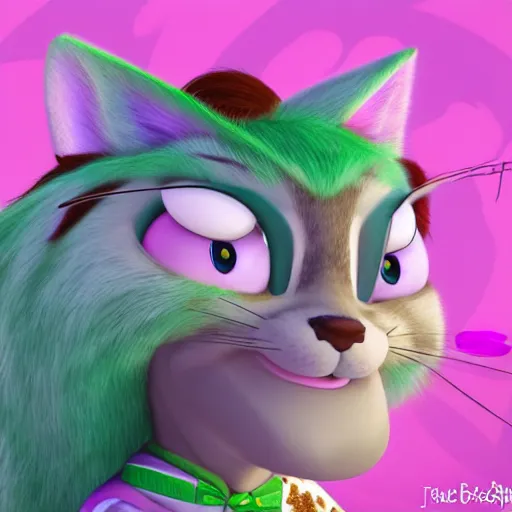 Image similar to princes jasmin, anthropomorphic cat, in the style of zootopia