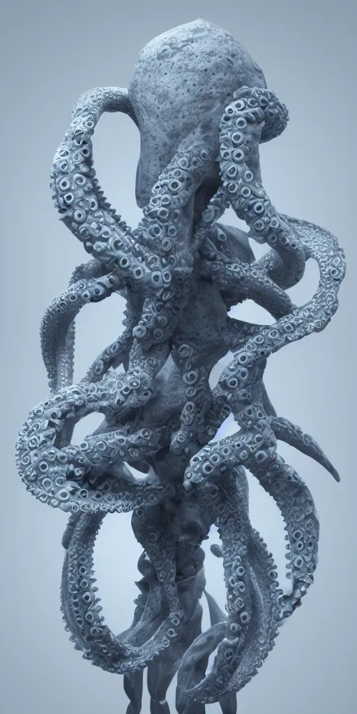 Image similar to the fractalogist, octopus transhuman, zbrush sculpture, octane render, high detail, post processing, 4 k