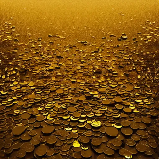 Image similar to the sky is raining down gold coins, octane render, 4 k, digital art, trending on artstation, artgerm, vfx, highly detailed, hyper realistic