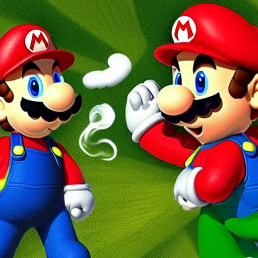 Image similar to mario bros smoking weed