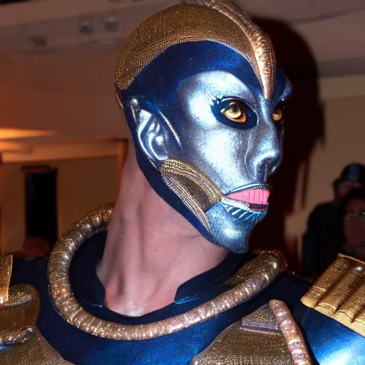 Image similar to Apophis from Stargate SG1, posing at a drag show