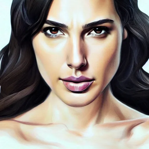 Image similar to a beautiful portrait of gal gadot by Karmen loh and, detailed, proportional, trending on art station, 4k