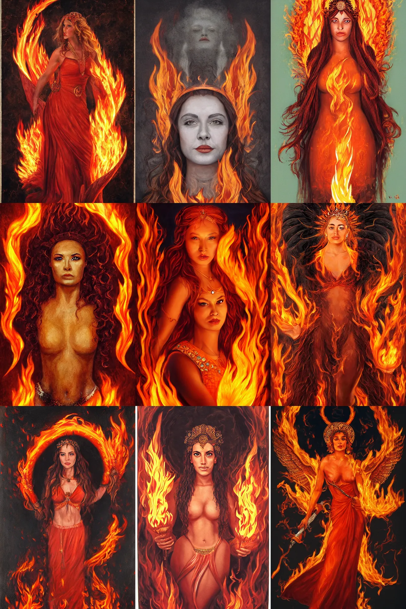 Prompt: Full Portrait of the goddess of fire