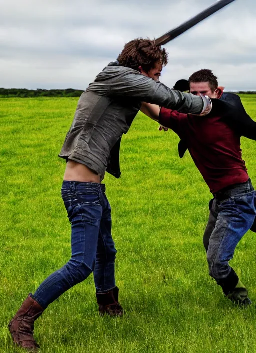 Image similar to modern sward fight on a field