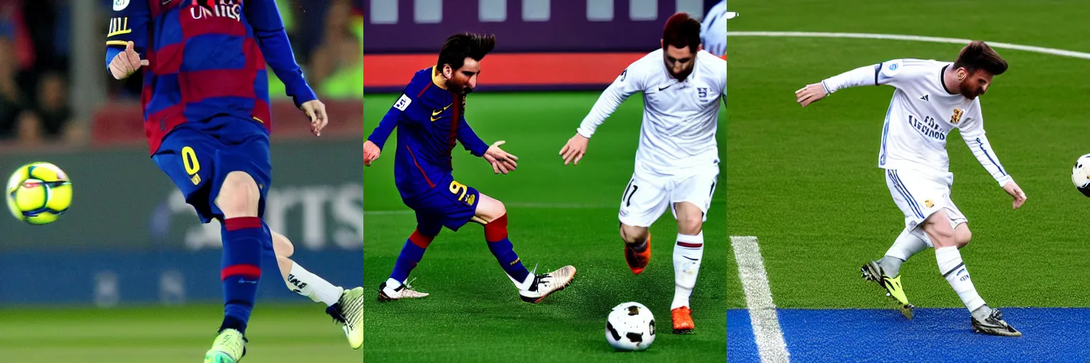 Prompt: Messi hitting the ball