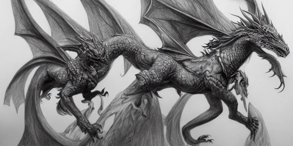 Image similar to a beautiful pencil drawing of a fairy girl riding a dragon; masterpiece; extremely highly detailed; ultra-realistic; trending on artstation