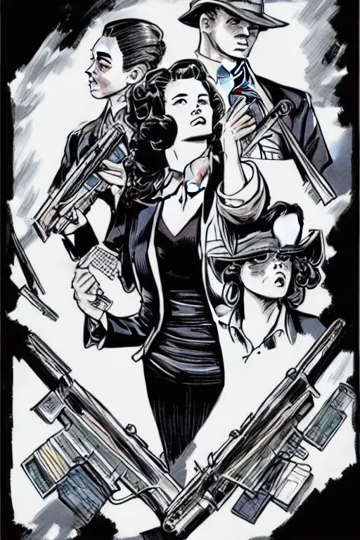 Image similar to Agent carter illustration concept art in the style of Amano, Yoshitaka