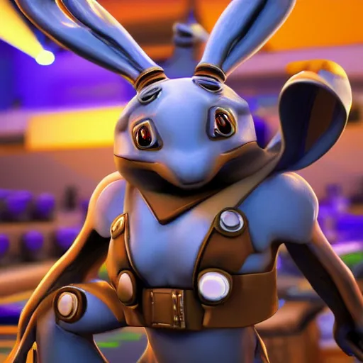 Image similar to jazz jackrabbit from epic games, video game artwork, high quality, 4 k, raytracing, rendered