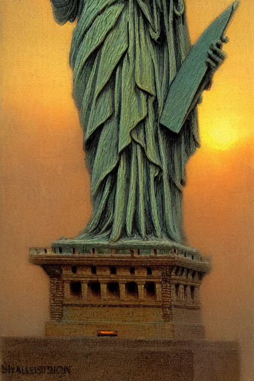 Prompt: psilocybin - hallucinations - statue - of - liberty, ( ( ( ( sharp focus, by gaston bussiere, bayard wu, giger, maxim verehin ) ) ) )