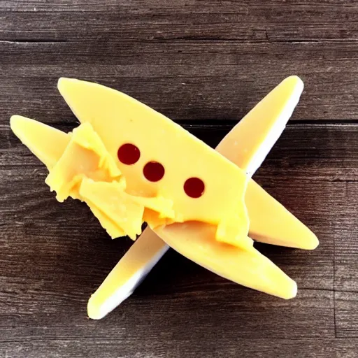 Prompt: airplane made of cheese, high quality