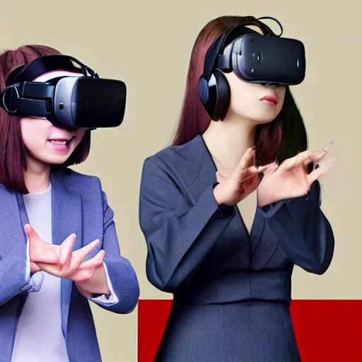 Prompt: Akko kagari playing virtual reality,Atsuko Kagari playing virtual reality