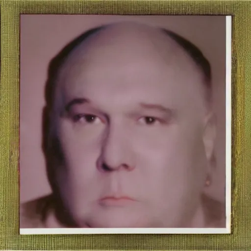 Image similar to color polaroid portrait of a fat man by andy warhol. holga