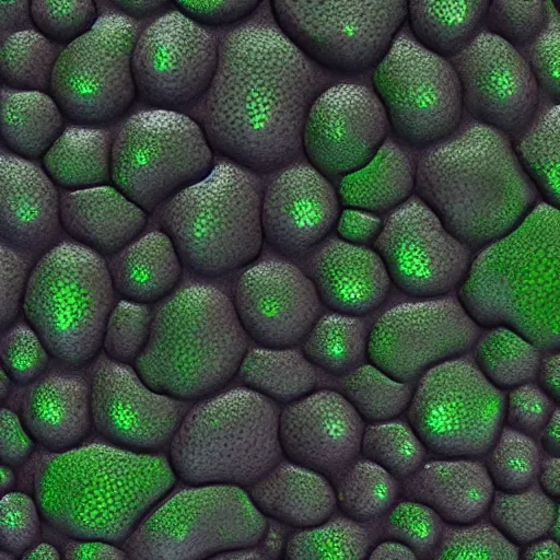 Prompt: a realistic render of a slimy green mottled skin texture map | seamless | unreal engine | octane | red shift