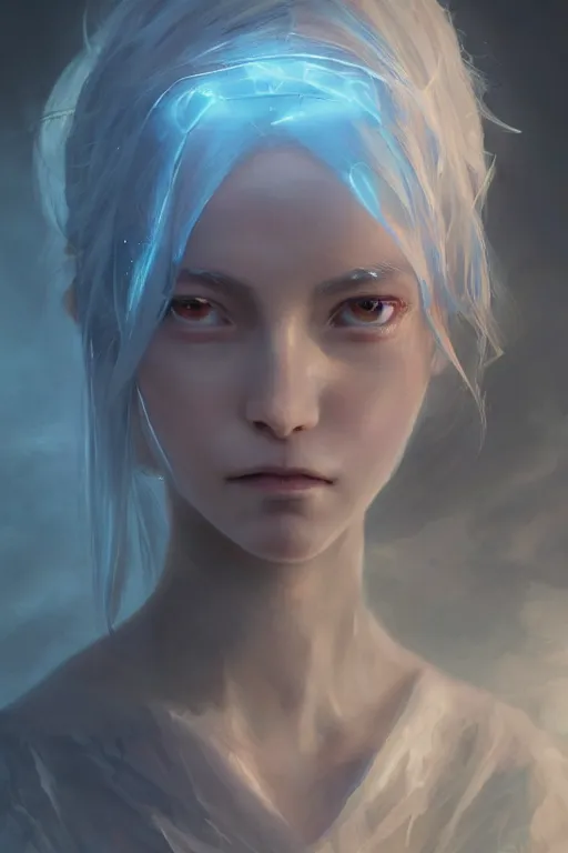 Prompt: a fancy portrait of a beautiful light mage enveloped in a light blue aura by Greg Rutkowski, Sung Choi, Mitchell Mohrhauser, Maciej Kuciara, Johnson Ting, Maxim Verehin, Peter Konig, final fantasy , mythical, 8k photorealistic, cinematic lighting, HD, high details, atmospheric,