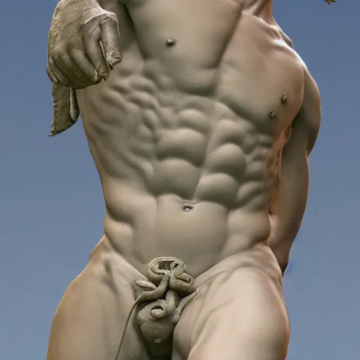 Prompt: 3 d render of reinterpretation of sculpture of david made by michelangelo