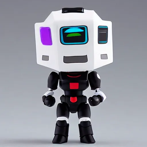 Image similar to high quality portrait flat matte painting of cute robot in the style of nendoroid and Toon gundam , flat anime style, thick painting, medium close-up