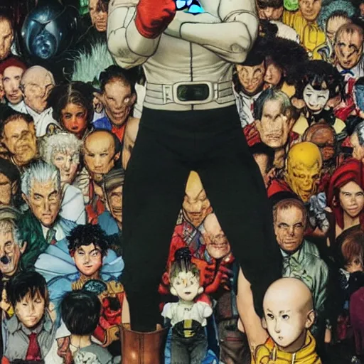 Prompt: one punch man, by norman rockwell