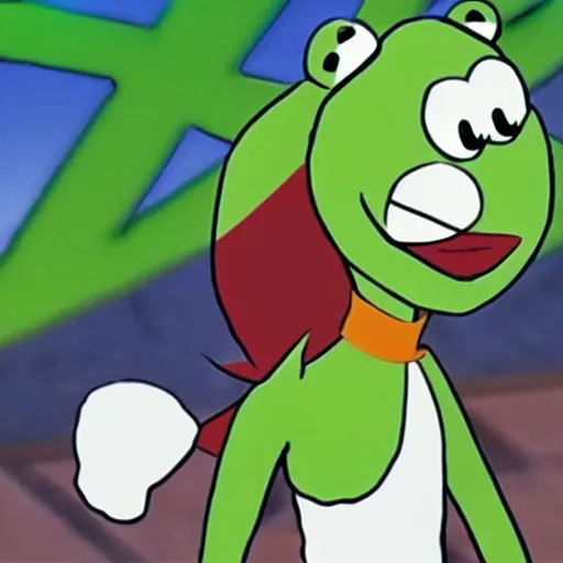 Prompt: kermit the frog in kill la kill, anime