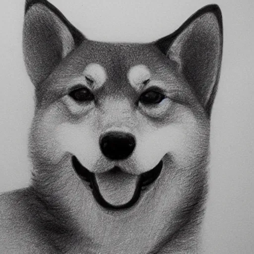 Prompt: shiba inu pencil drawing