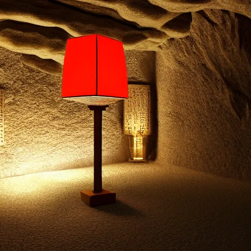 Image similar to japanese lamp inside a cave, photorealistic rendering, atmospheric light, octane, redshift