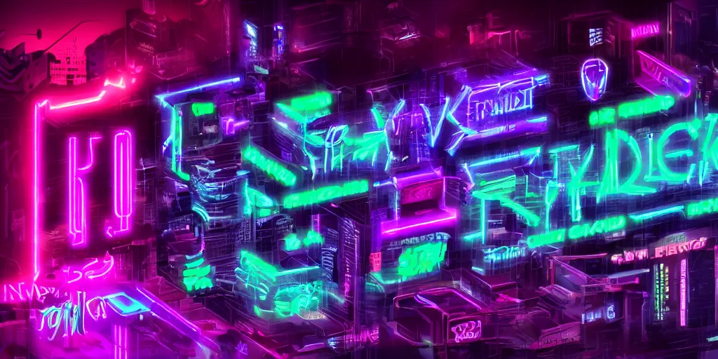 Prompt: twitch, cyberpunk, neon, glow, neon sign