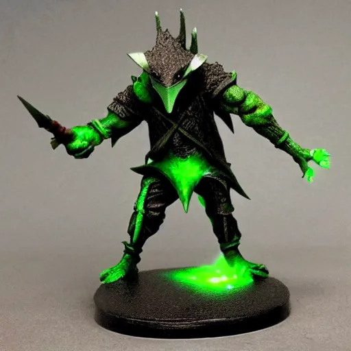 Image similar to night goblin wearing pointy hoods, fantasy, green skin