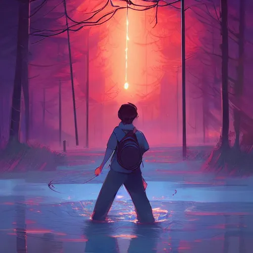 Image similar to hero world stranger things, behance hd by jesper ejsing, by rhads, makoto shinkai and lois van baarle, ilya kuvshinov, rossdraws global illumination