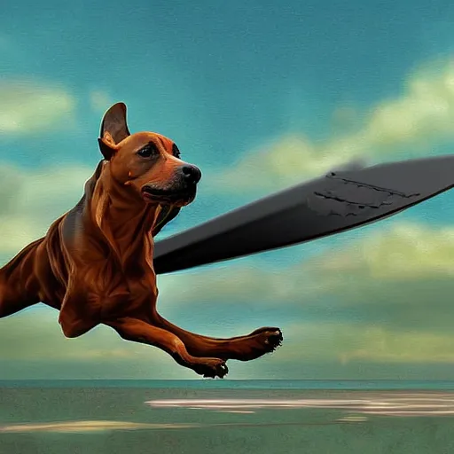 Prompt: flying dog with propeller on it's back, digital art, highly detailed