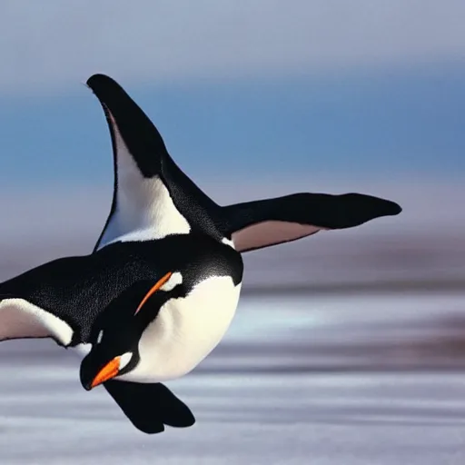 Image similar to penguin flying an airplane