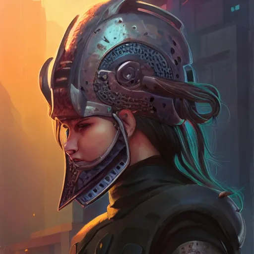 Image similar to cyberpunk viking helmet mask warrior goddess robot ninja fantasy, art gta 5 cover, official fanart behance hd artstation by jesper ejsing, by rhads, makoto shinkai and lois van baarle, ilya kuvshinov, ossdraws