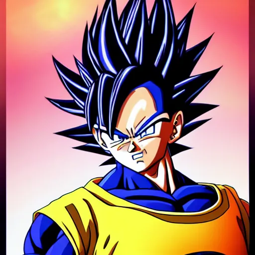 Image similar to ! dream ultra realistic portrait painting of a fusion of vegeta and sasuke art by akira toriyama, 4 k, dragon ball artstyle, cel shaded, highly detailed, epic lighting, full body