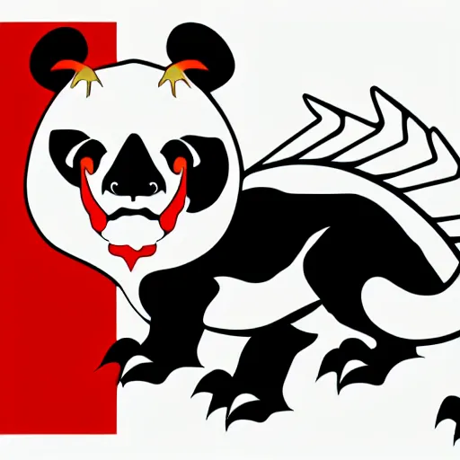 Image similar to vector art of welsh dragon and panda mixed, intercrossed, chimera, welsh flag, adobe illustrator