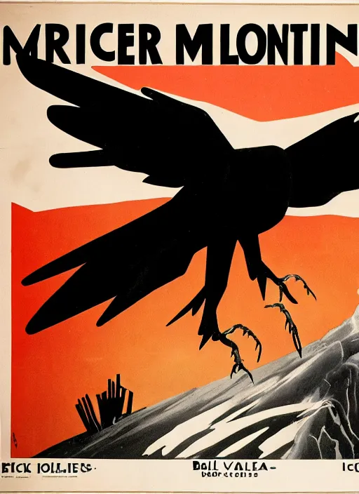 Image similar to balck Vulture with one lightning bolts in 1940s propaganda poster