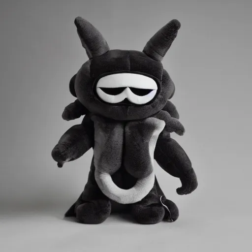 Image similar to cute fumo plush of the one who answers when you scream into the abyss, eldritch creature, vray, black and white