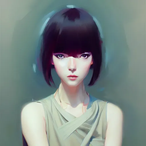 Image similar to elegant girl in urban outfit, cute fine face, rounded eyes, digital painting, fan art, pixiv, by Ilya Kuvshinov, katsuhiro otomo ghost-in-the-shell, magali villeneuve, artgerm, Jeremy Lipkin and Michael Garmash and Rob Rey