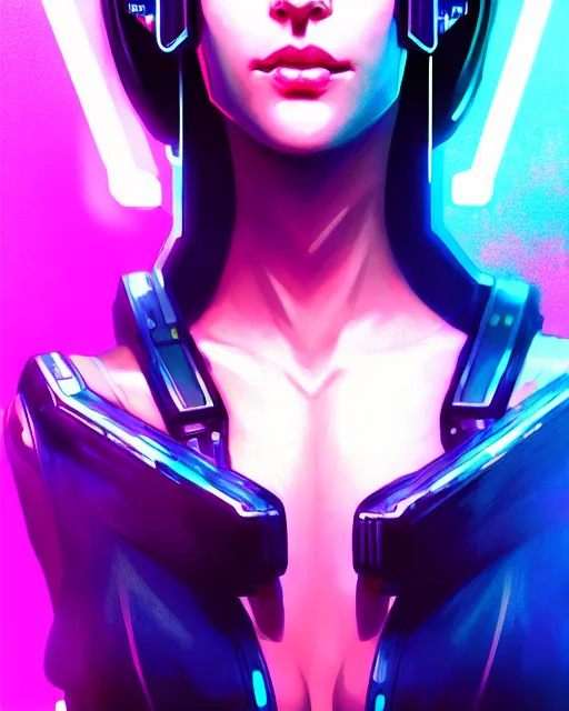 Prompt: ((portrait)) of a woman, cyberpunk, face, realistic, photograph, cute, fine details, Blade Runner, Cyberpunk 2077, vaporwave, shaded lighting, by artgerm and Villeneuve, artstation, deviantart