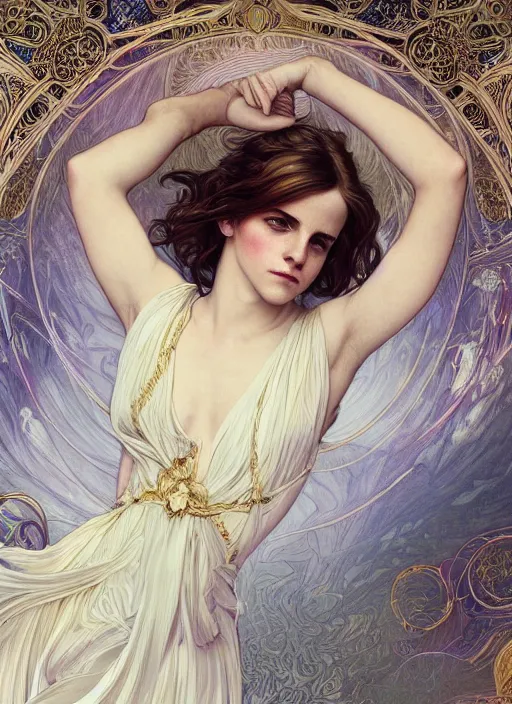 Prompt: Emma Watson as Godness of Sleep, cute, fantasy, intricate, elegant, highly detailed, digital painting, 4k, HDR, concept art, smooth, sharp focus, illustration, art by alphonse mucha,artgerm, H R Giger, beautiful detailed intricate insanely detailed octane render, 8K artistic photography, photorealistic,