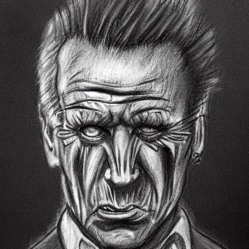 Image similar to grunge, aggressive sketch, messy lines, dark strokes, drawing of demonic joe biden as a caricature in the style of Jacob Shaw,creepy, surreal, trending on artstation