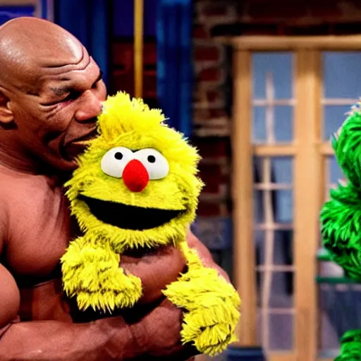 Image similar to mike tyson on sesame street